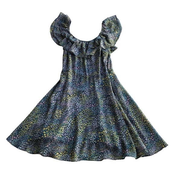 Lulus Off the Shoulder Flutter Dress Navy Blue Floral Print XSmall Flowy peasant - Picture 1 of 8